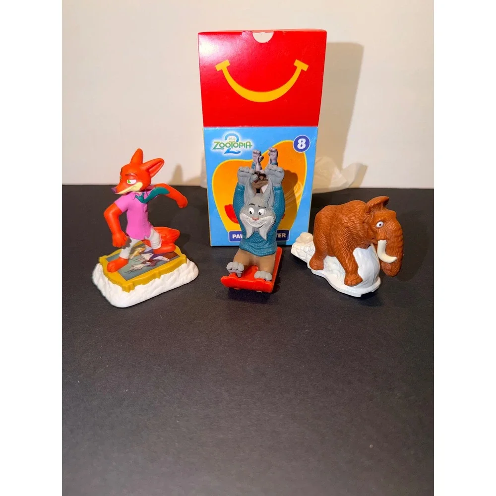 Disney Zootopia 2 McDonalds Happy Meal Toys Nick Wilde Pawbert Pelter Set of 3